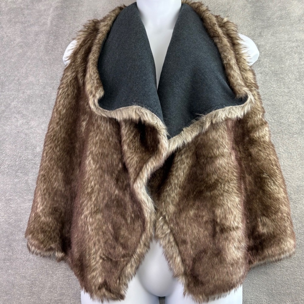 Luxurious Women's Faux Fur Vest in Brown and Gray